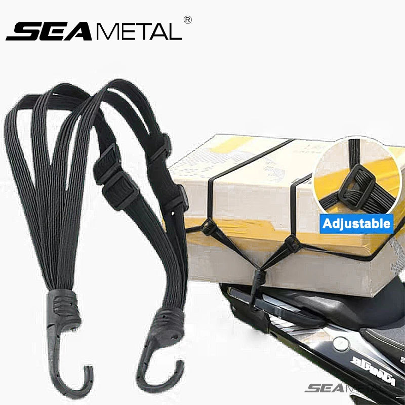 SEAMETAL Motorcycle Back Seat Helmet Strips Elastic Rope Motorcycle Helmet Fixed Strap Adjustment Fix Rope Goods Strap 60cm/90cm - Smarsty