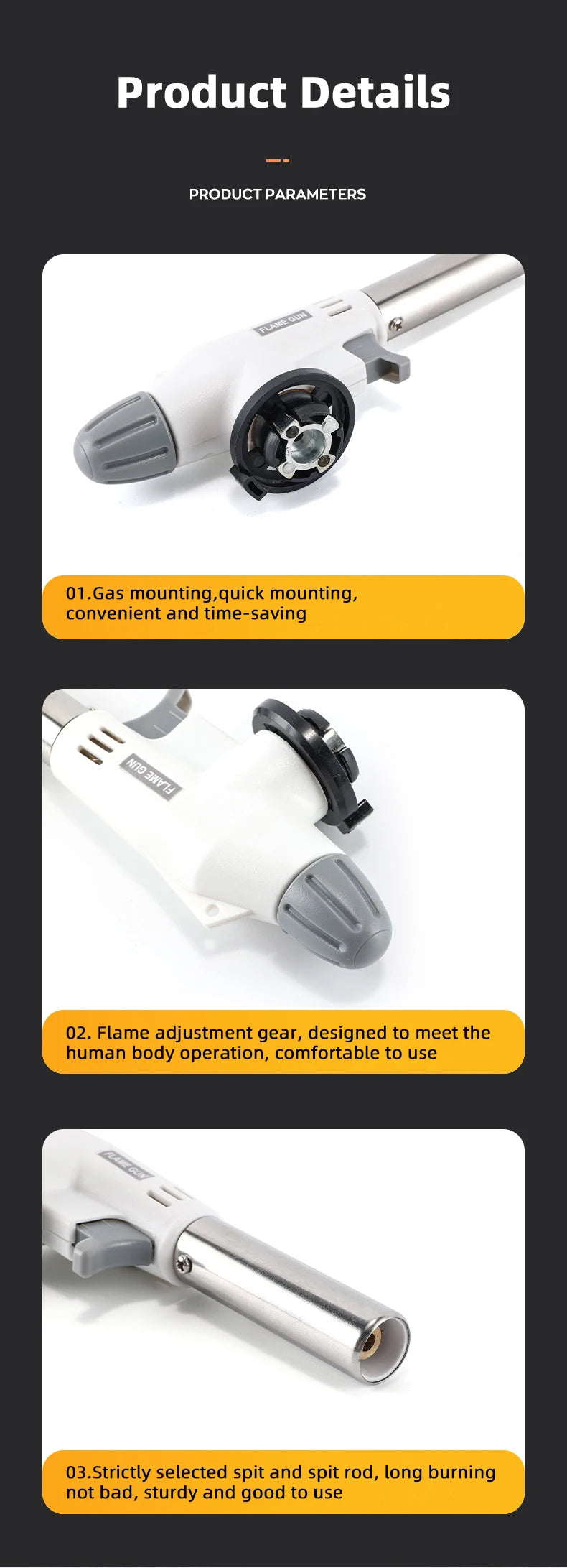 Flame Gun Torch Cooking Autolgnition Butane Gas Welding-Burner Welding Gas Burner Flame Gas Torch Blow for BBQ Camping Cookin