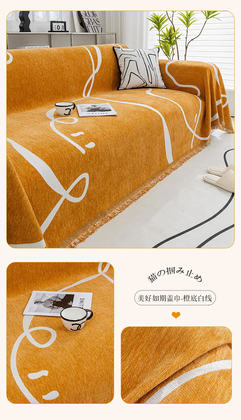 Black Chenille Sofa Cover for Dust Protection - Smarsty