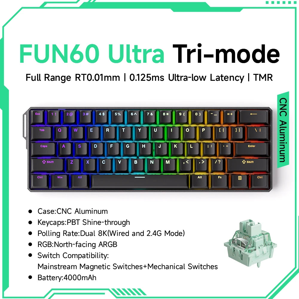 Mechanical Keyboard 60 Percent With Magnetic Switch ARGB