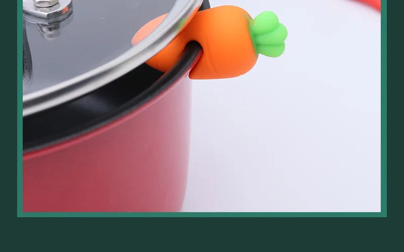 Silicone Carrot Chicken Leg Shaped Pot Lid Lifting Anti Overflow Device, Anti Overflow Pot Lid Clip, Practical Kitchen Tool