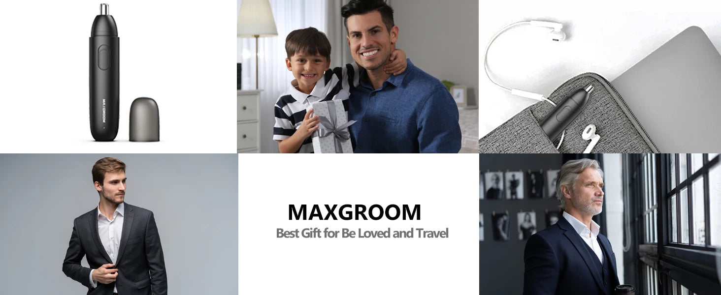 MAXGROOM Nose Hair Trimmer for Men Rechargeable 360 Rotating Dual-Blade Electric Shaver Eyebrows Nose Hair Trimmer Painless Safe - Smarsty
