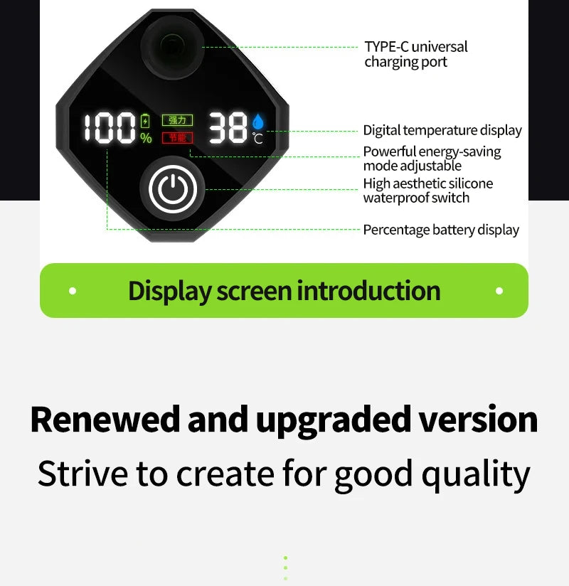 Camping Shower Pump RV Outdoor Shower Kit Camp Shower w/Full Screen Intelligent Digital Display Adjustable 6000mAh Shower Kit by Smarsty