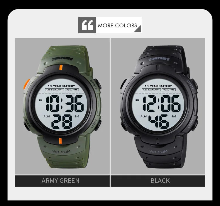 Waterproof Digital Sport Watch with 10 Year Battery Life - Smarsty