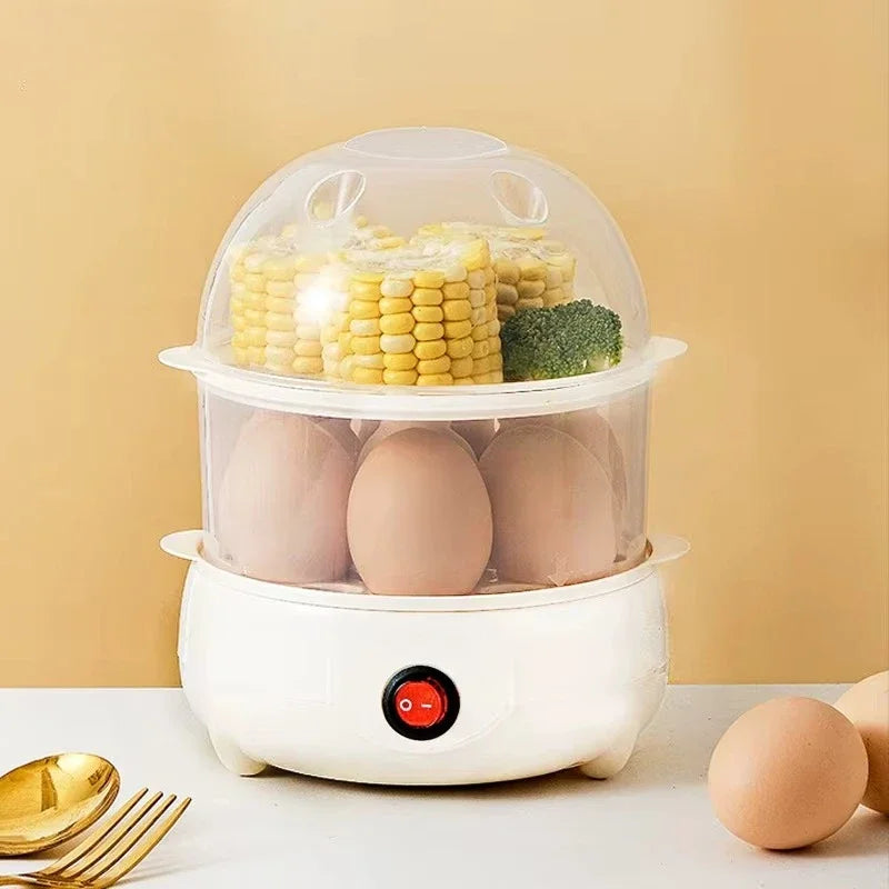 Multifunctional Double-Layer Electric Egg Cooker, Mini Steamer & Poacher for Quick Breakfast Prep