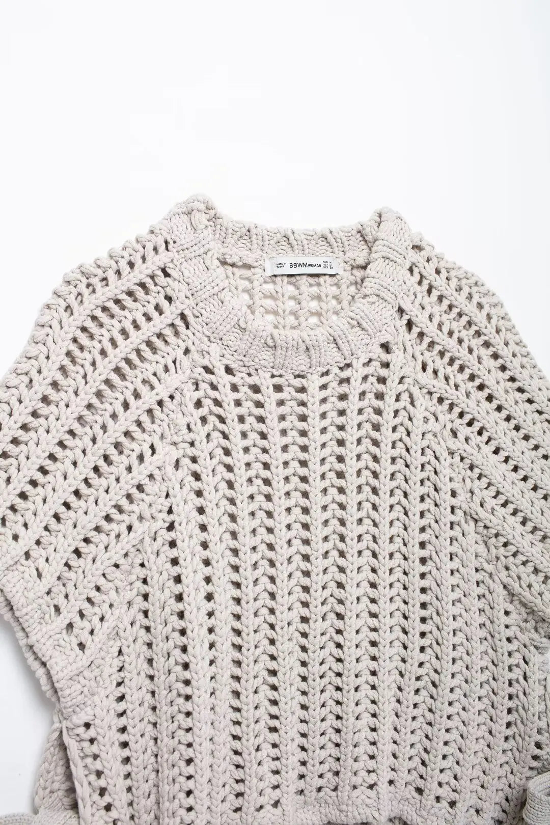 Hollow Out Knit Pullover Women Casual Round Neck Lace Up Bow Sweater Female Autumn Short Sleeves Solid Knitwears Lady - Smarsty