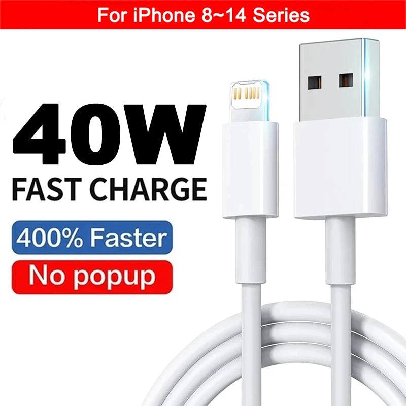 Original 40W PD USB C Fast Charger Cable For Apple iPhone 16 15 14 13 12 11 Pro Max X XR 8 7 Plus iPad USB Type C Data Sync Line - Smarsty