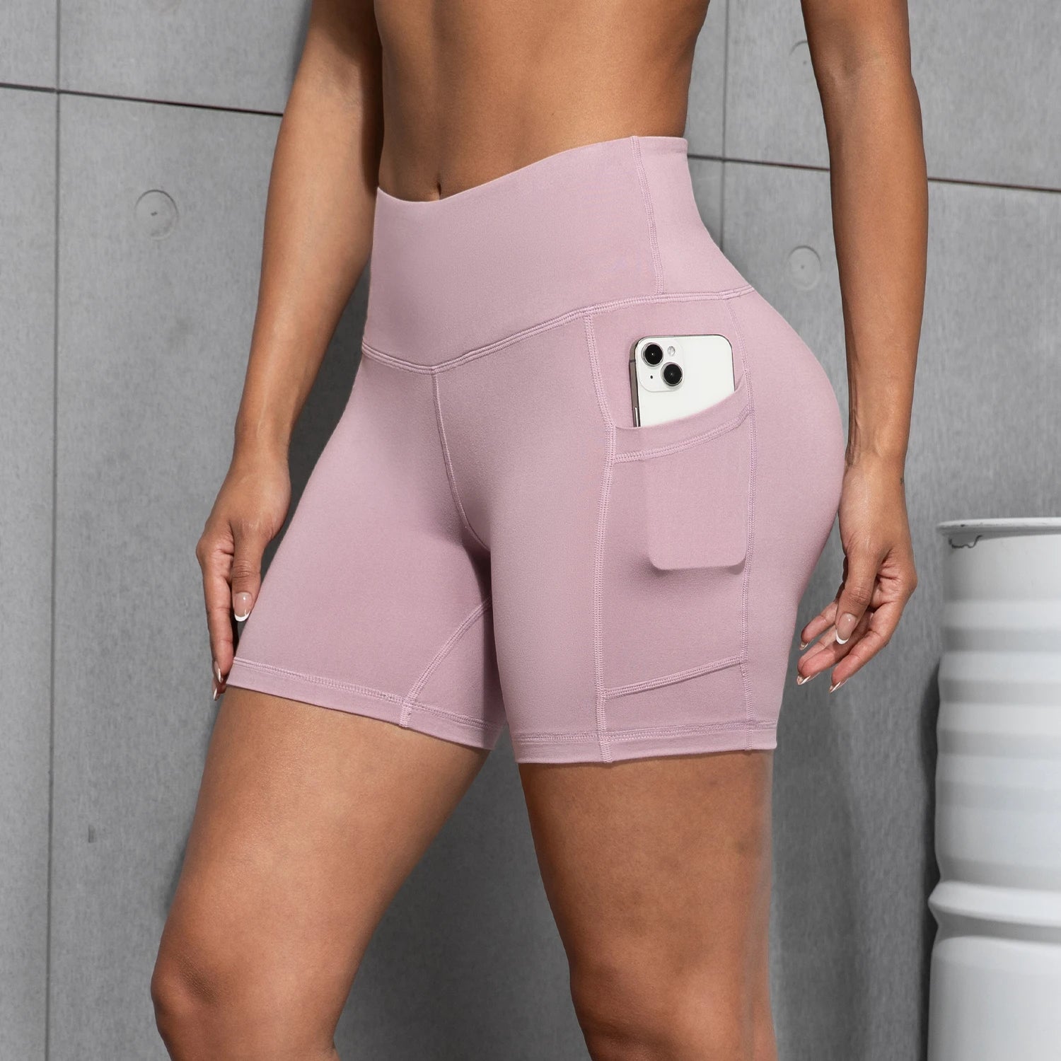 Womens Yoga Pocket Shorts Leggings High Waist Exercise Fitness Wear Girls Running Elastic Adult Short Pants Sports Outfits - Smarsty