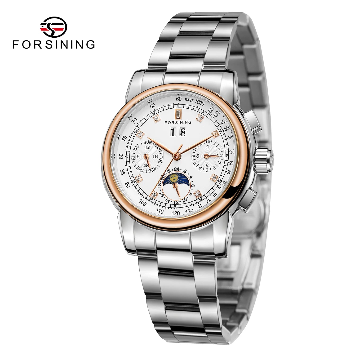 Luxury Women's Automatic Mechanical Wrist Watch with Diamond Moon Phase - Smarsty