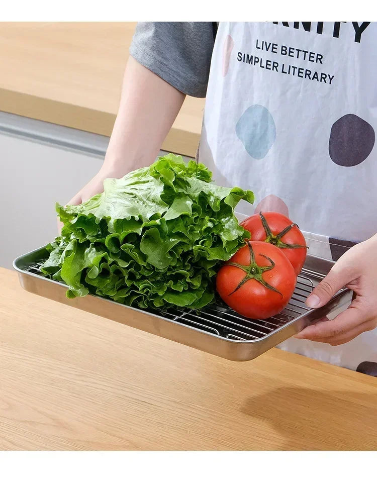 Stainless Steel Baking Pan with Rack for Grilling - Smarsty