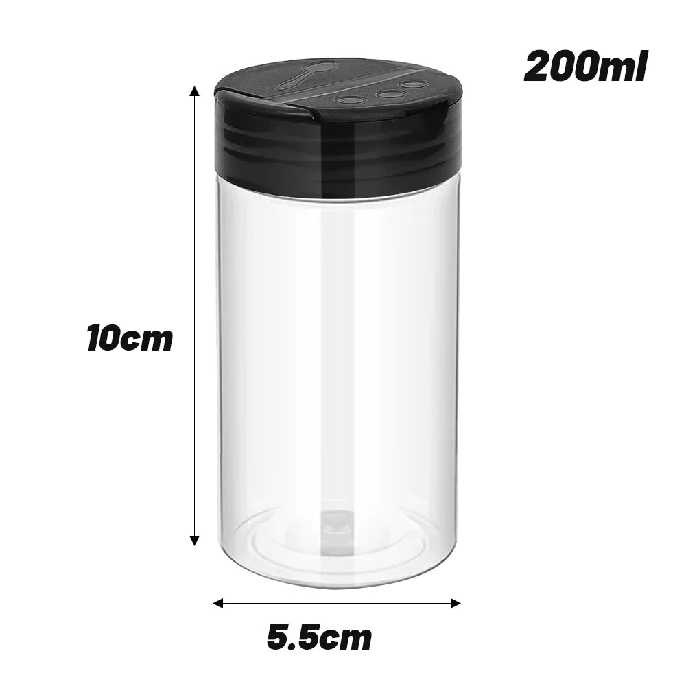 1/12x Plastic Spice Jars with Shaker Lids Transparent Safety Plastic Bottles for Home Kitchen Storing Spices Seasoning Powders by Smarsty