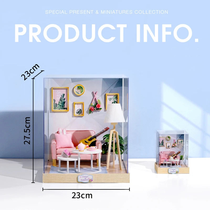 Wooden Mini Miniature Doll House DIY Small House Kit 3D Puzzle Building Assembly House Furniture Toy Children's Birthday Gifts