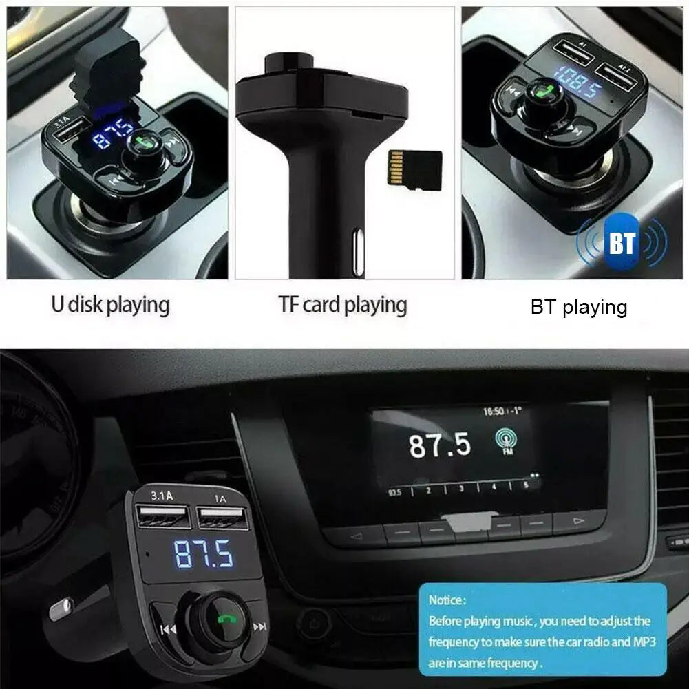Wireless Bluetooth Car Charger With FM Transmitter Dual USB - Smarsty