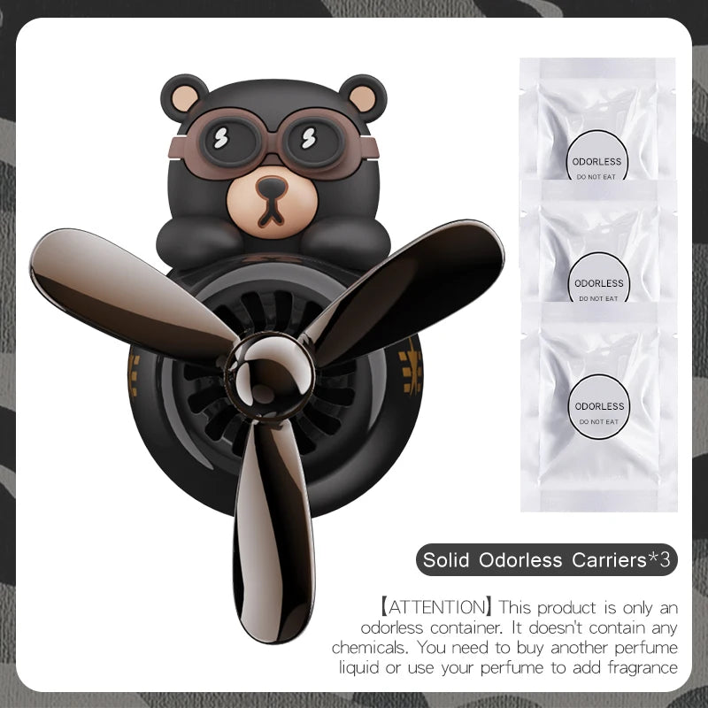 Odorless Car Air Freshener Vent Clip Bear Pilot Decor - Smarsty