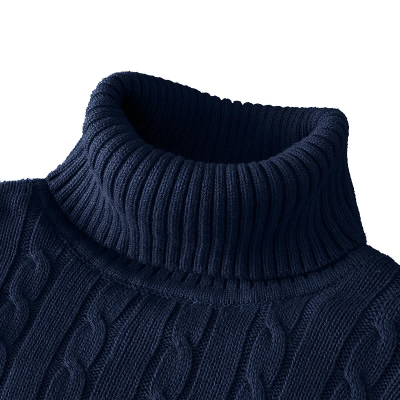 New Turtleneck Sweater Casual Men's Rollneck Knitted Sweater Keep Warm Men Jumper Woolen Sweater - Smarsty