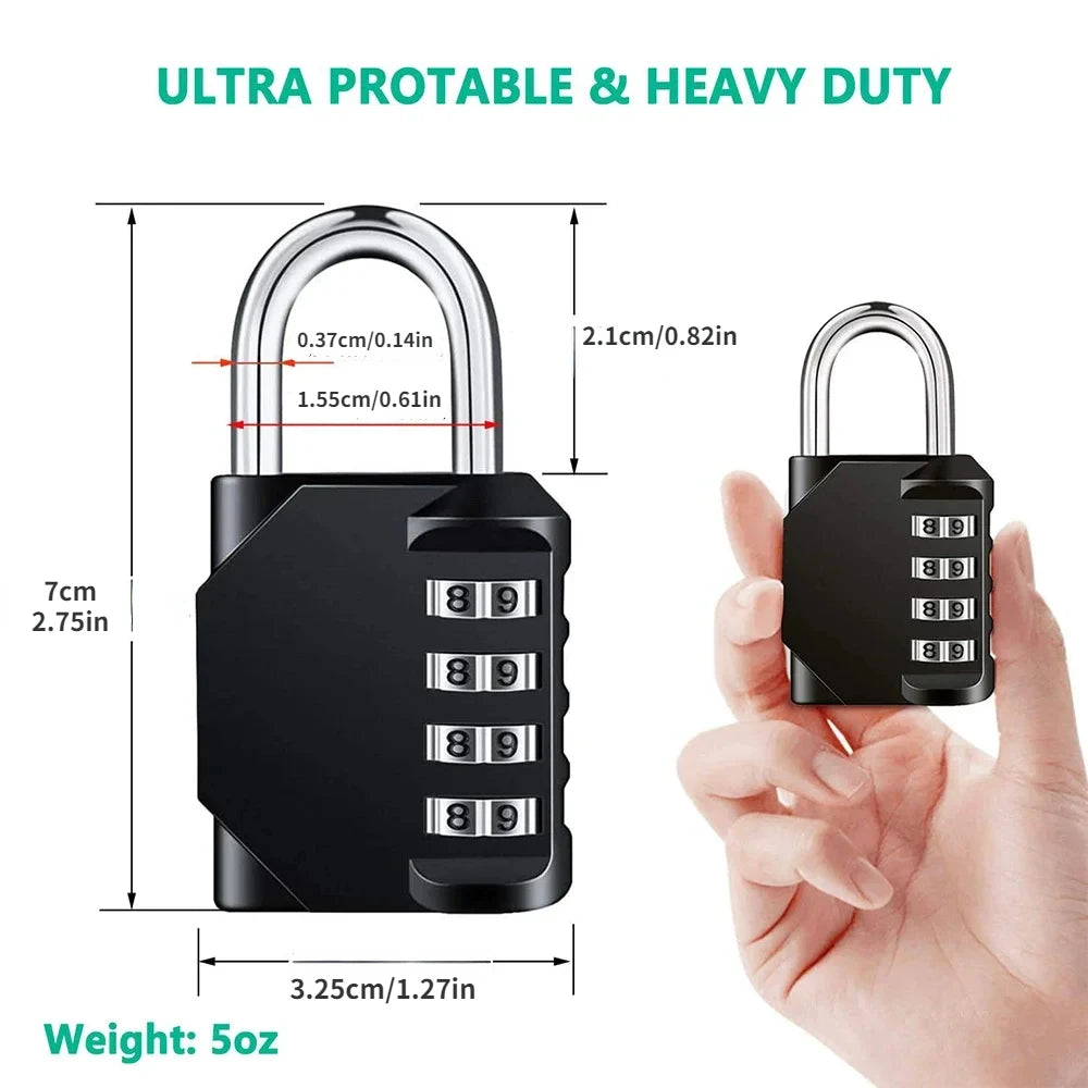 1pc Combination Lock Resettable 4 Digit Padlock with Combination Waterproof and Heavy Duty Combination Padlock Outdoor - Smarsty