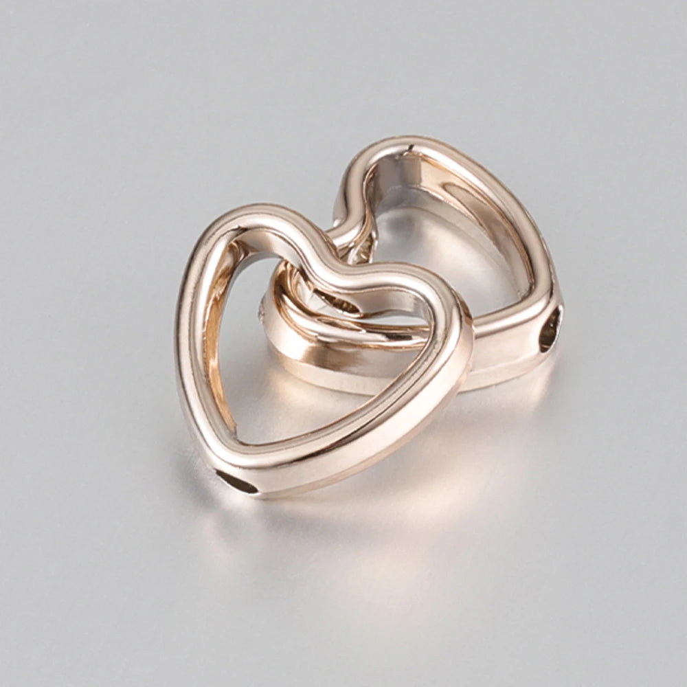 50pcs Heart Frame Beads Double Hole Spacers for Jewelry Making - Smarsty