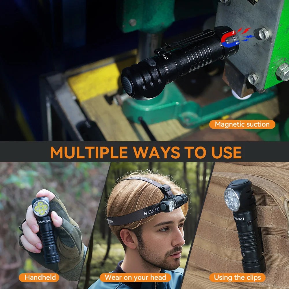 SOFIRN HS41 Headlamp 4000lm 21700 USB C Rechargeable with SST20 LED Torch Indicator with Magnetic Tail Flashlight