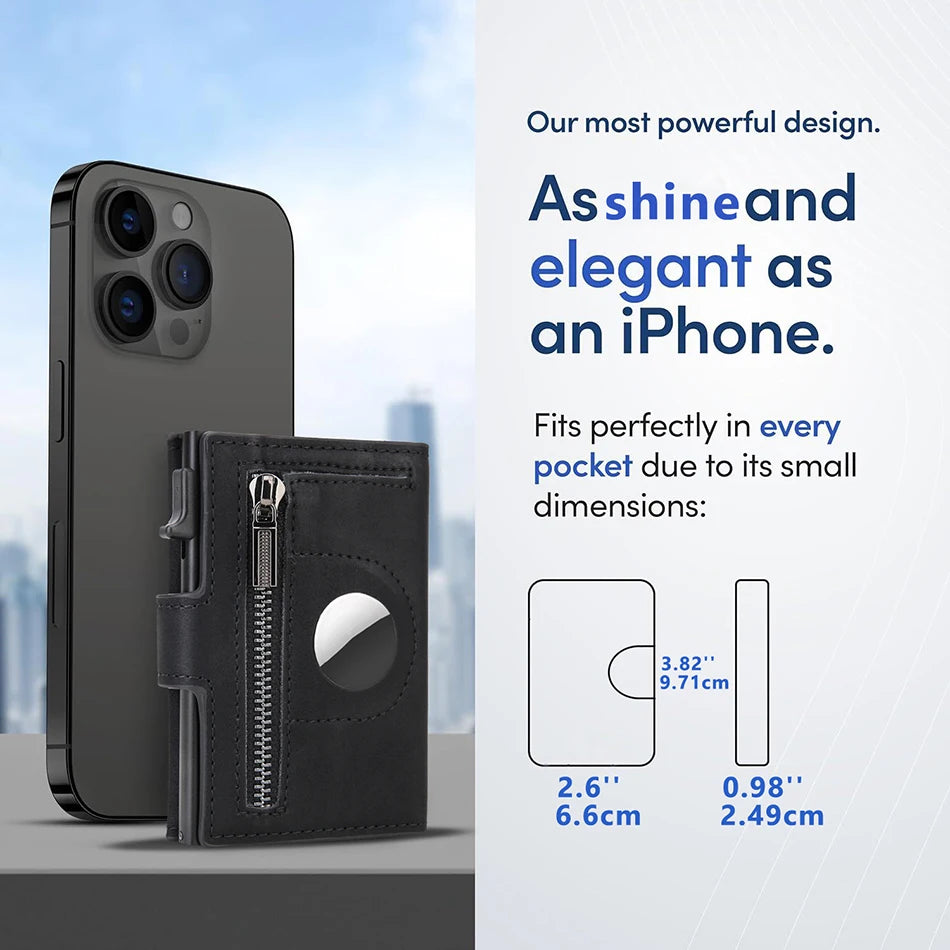 Rfid Carbon Fiber Men Wallets for Airtag Luxury Slim Mini Credit Card Holder Wallets for Men Air Tag Tracker Minimalist Purse - Smarsty