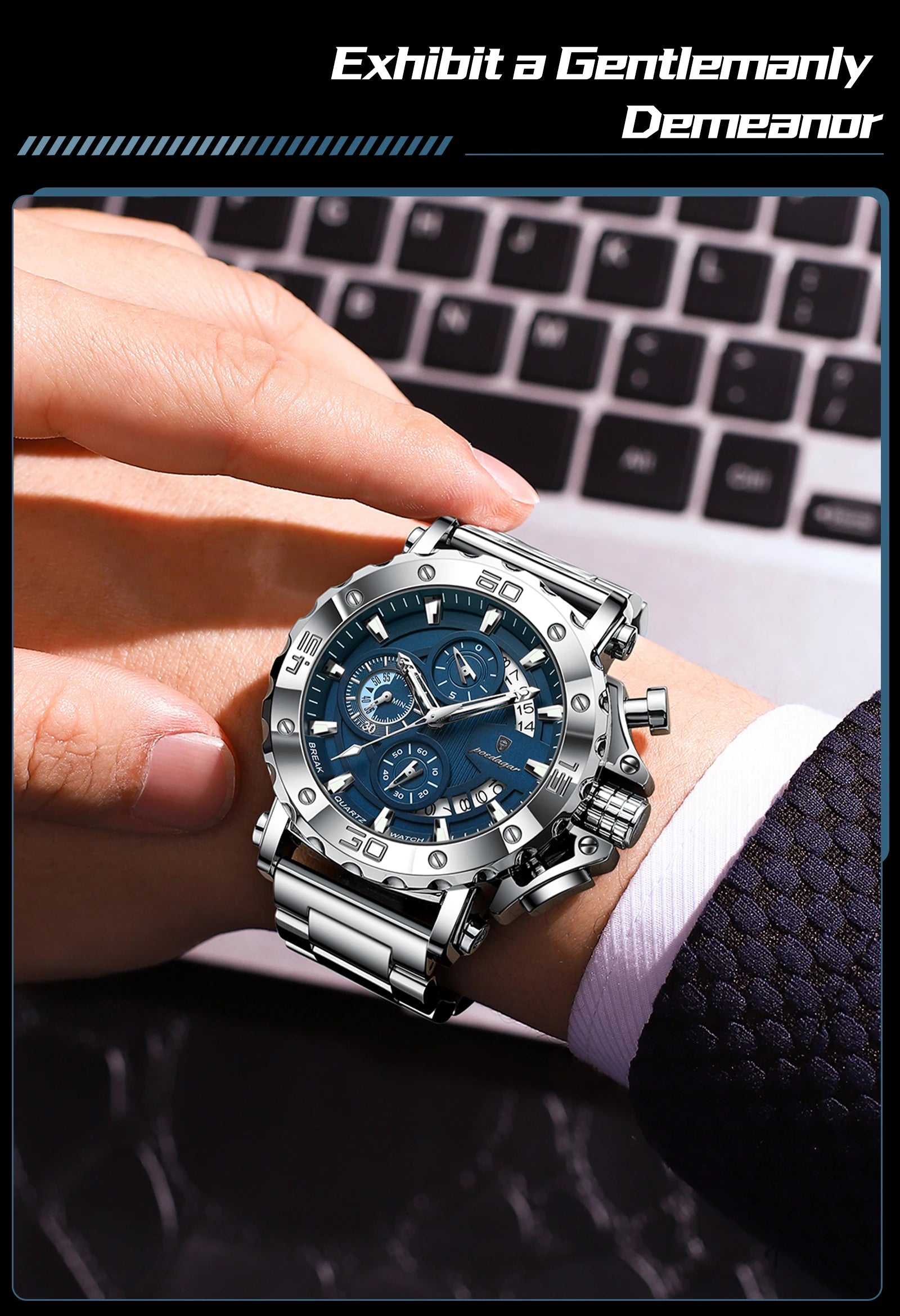 Luxury Waterproof Men's Chronograph Watch with Calendar - Smarsty