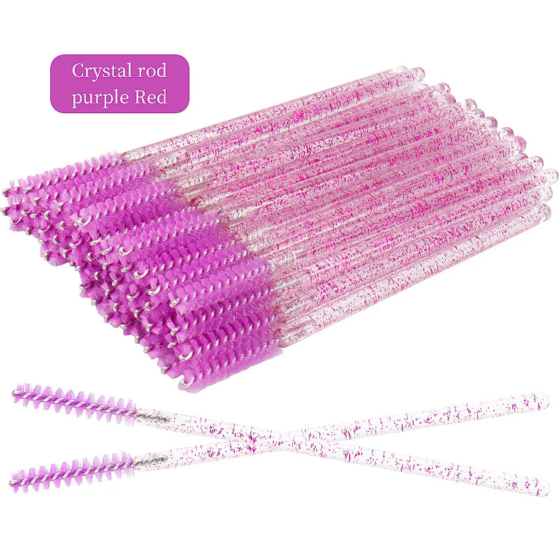 50 Pcs Disposable Eyelash Brushes with Diamond Handles - Smarsty