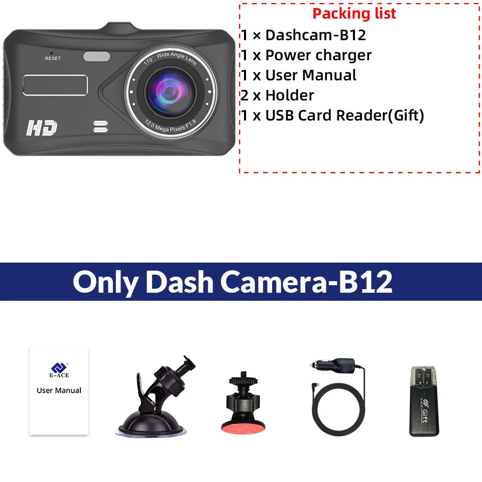 1080P Dash Cam With Night Vision Front And Rear Recording - Smarsty