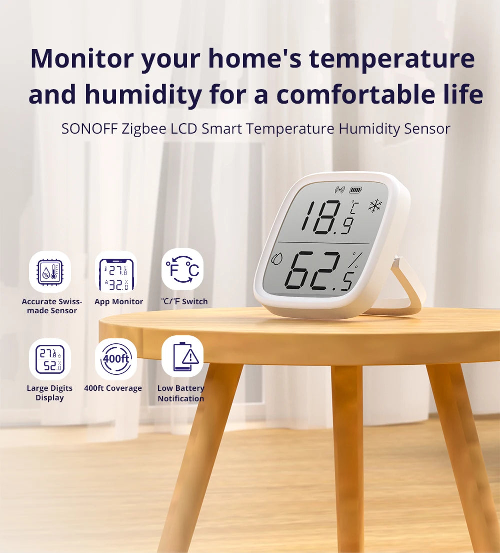 Smart Temperature Humidity Sensor Compatible with Zigbee Technology - Smarsty