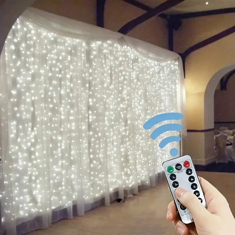 3/4/6m Curtain LED String Lights Garland USB Festoon Remote Control Fairy Garland Lights Christmas Decoration for Bedroom Home - Smarsty