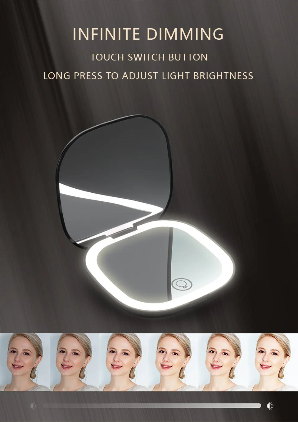 Compact Foldable LED Makeup Mirror With 5x/10x Magnification - Smarsty