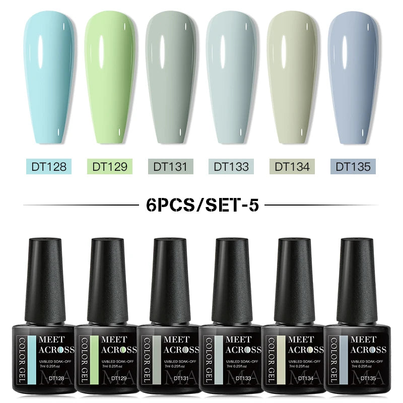 Macaron Series Gel Nail Polish Set with Glitter - Smarsty