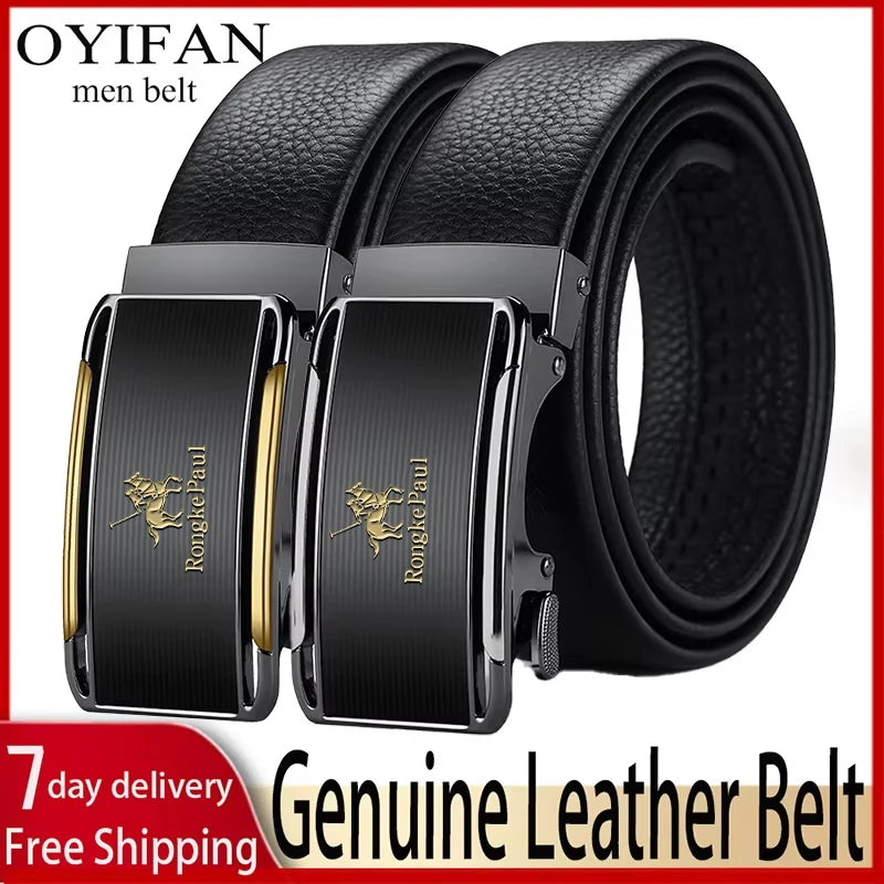 OYIFAN Genuine Leather Men Belt Adjustable Automatic Buckle - Smarsty