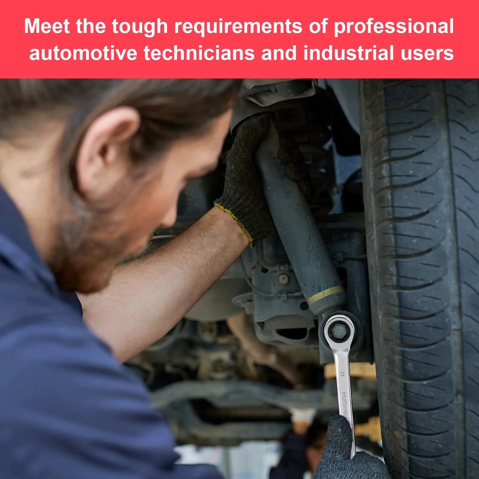 14-Piece Wrench Set, Ratcheting Wrench Set, Metric 6-19mm,Chrome Vanadium Steel with Storage Bag for truck/garage projects, etc.