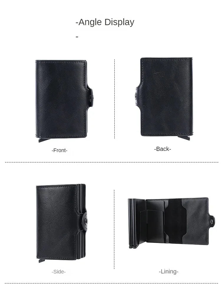 Large Capacity Double Layer ID Credit Card Holder Anti Rfid Blocking Protected Magic Wallet for Men Carbon Fiber Cardholder Case
