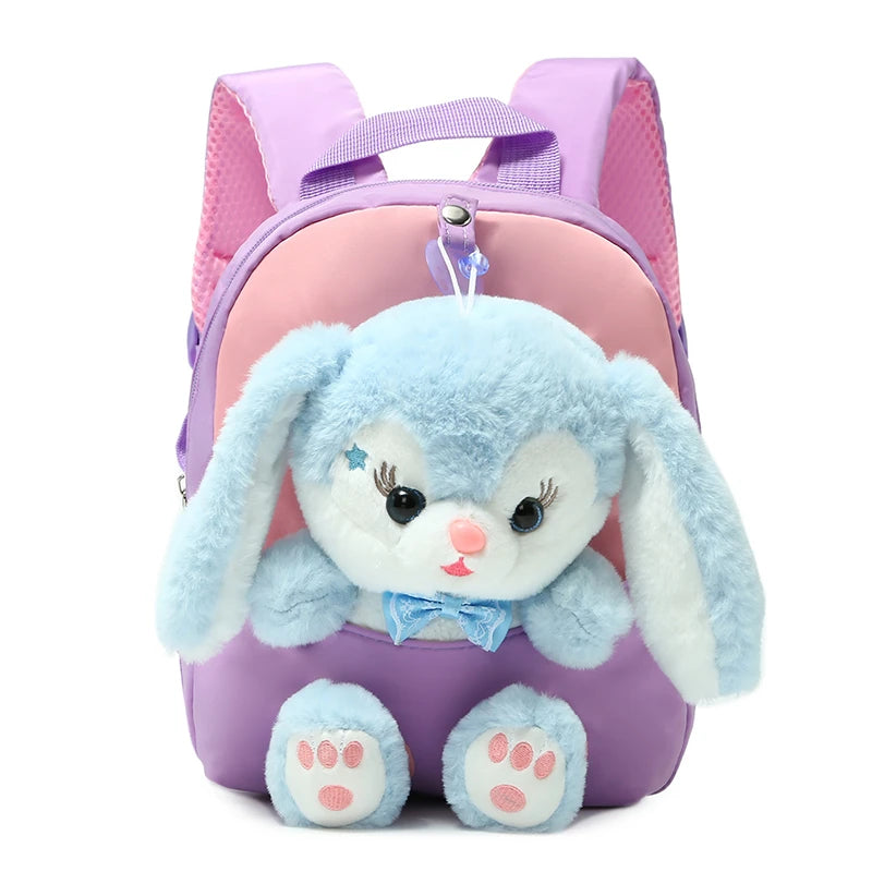 Plush 3D Rabbit Backpack For Kids Cute Bow Tie Design - Smarsty