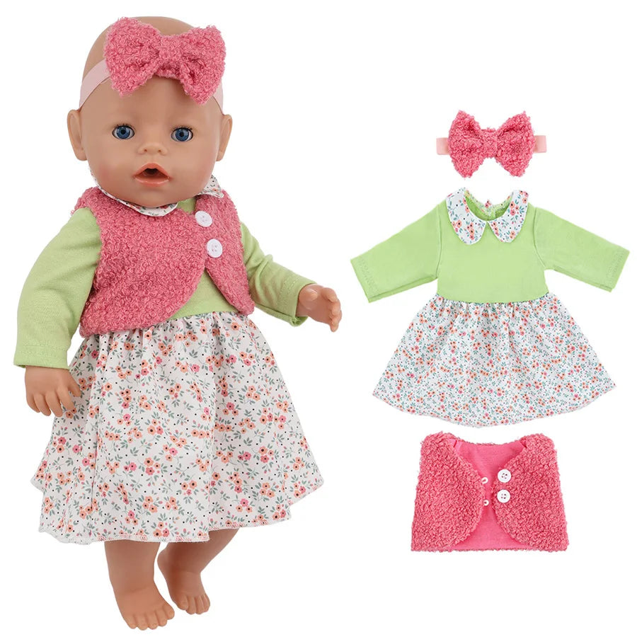 Doll Clothes For 43cm Baby Doll Leather Jacket Pants Jumpers Rompers Set For 18 Inch American Doll Coat Winter Clothes