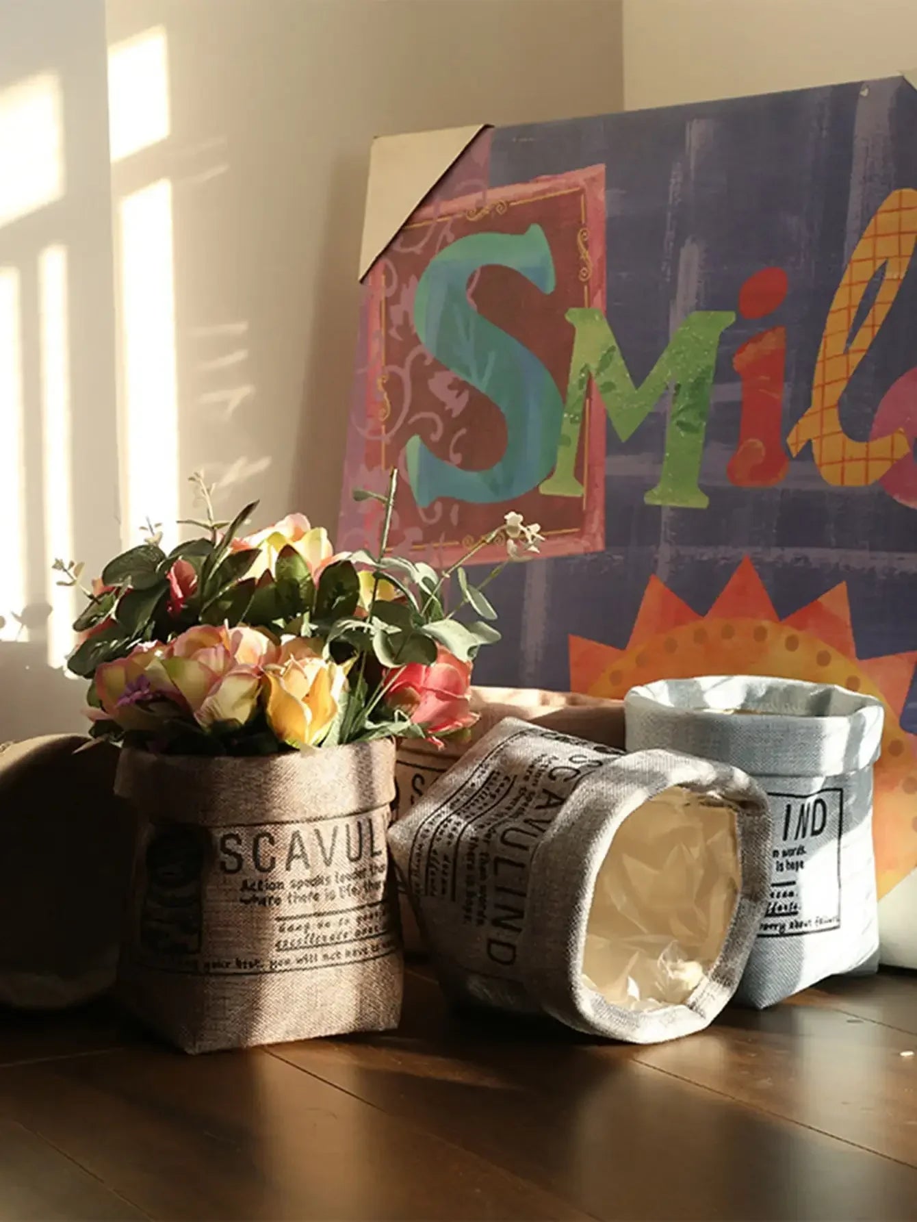 1pc-Nordic Flower Pot Ins Kraft Paper Creative Fabric Flower Pot Set Living Room Potting Flower Pot Decoration Home Flower Pot