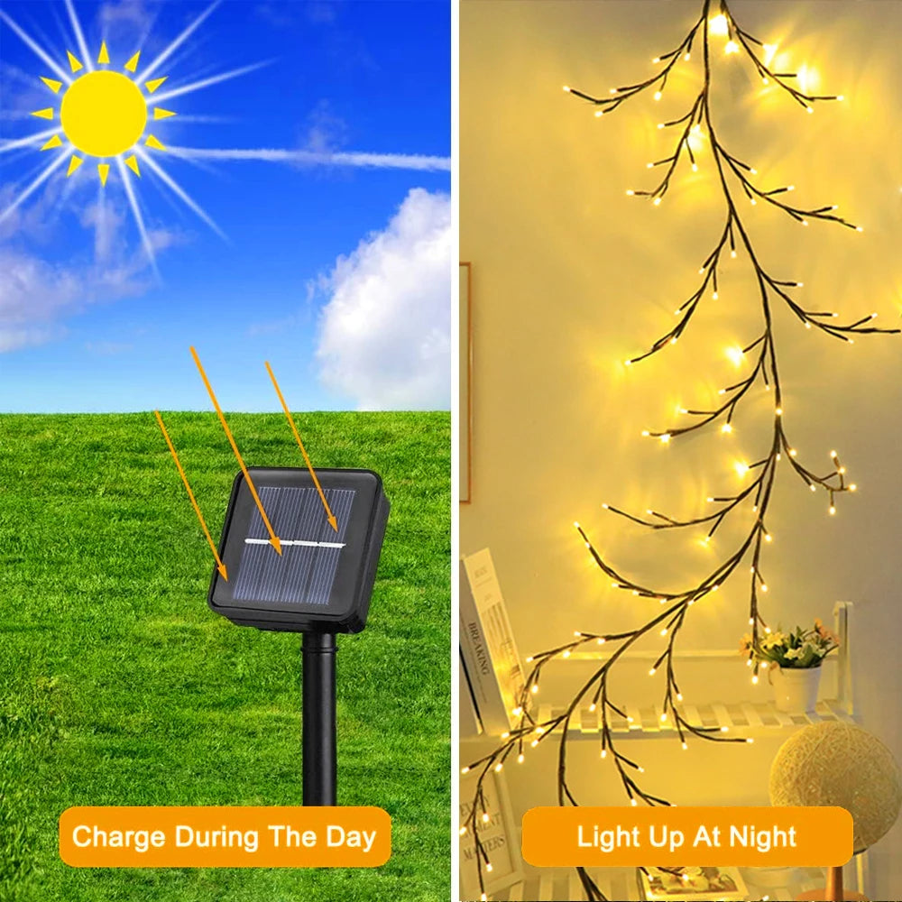 Outdoor Lighting Light String Solar Tree and Vine Lamp 96LED Tree Branches Light Waterproof Garland Home Decorative Lights