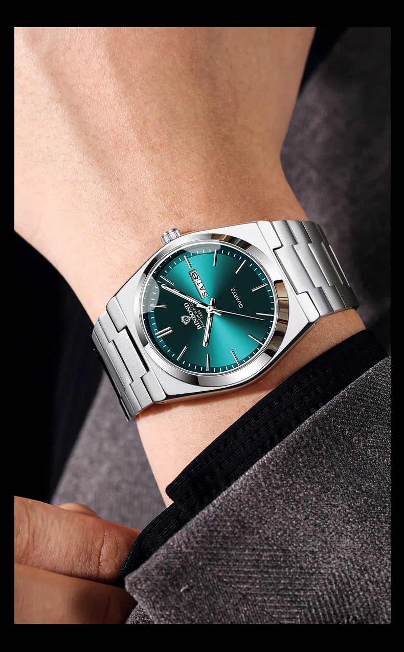 Luxury Stainless Steel Men's Watch with Double Calendar - Smarsty