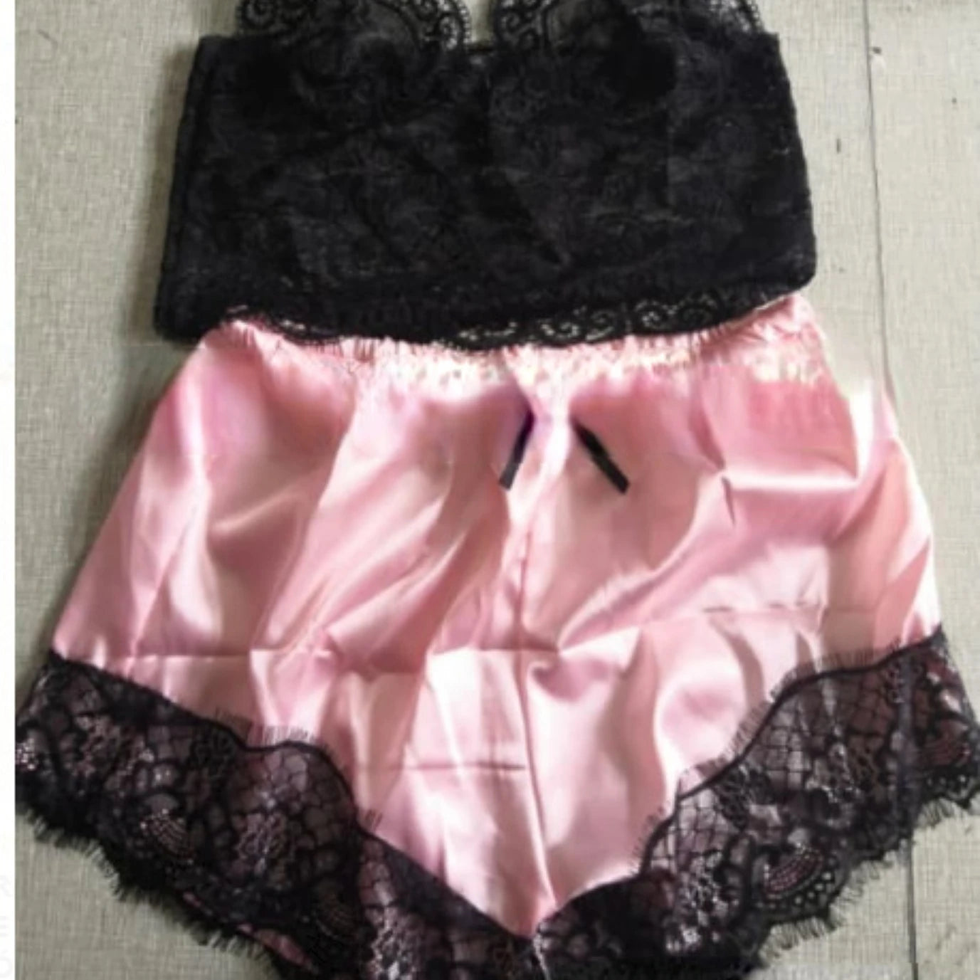 Pajama Sets Sexy Pajamas for Women 2 Pieces Top Shorts Set Sleepwear Clothes Lace Pajamas Underwear Lingerie - Smarsty