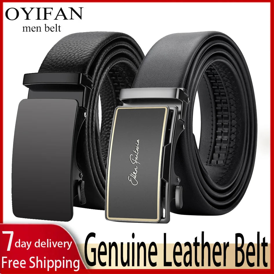 OYIFAN Genuine Leather Men Belt Adjustable Automatic Buckle - Smarsty