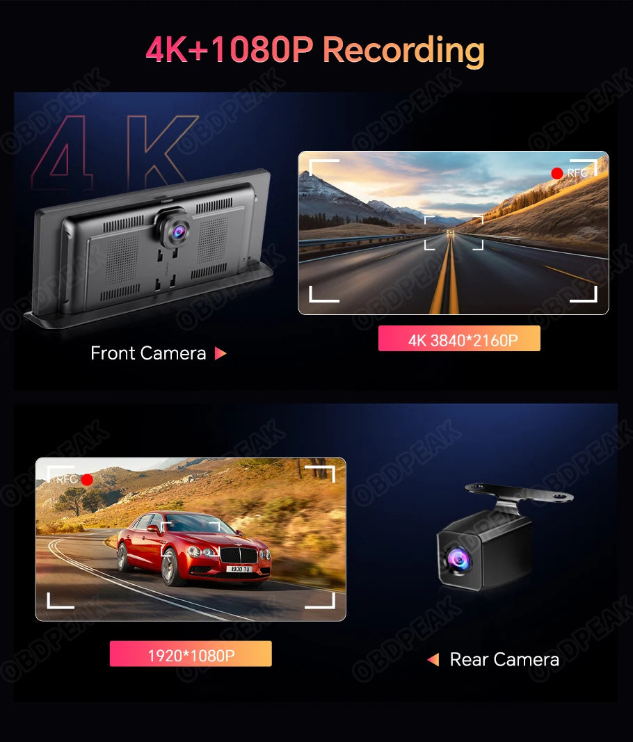 4K Car Dash Cam With Wireless CarPlay And GPS Navigation - Smarsty