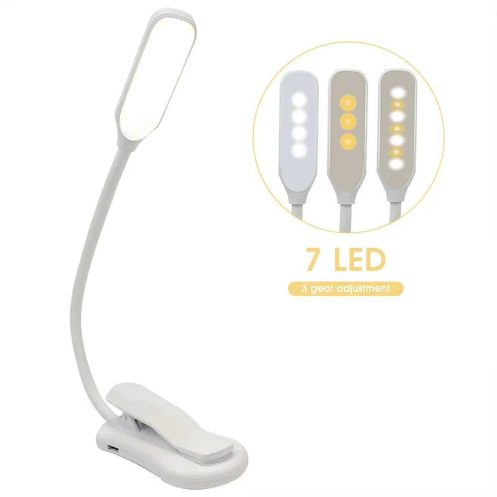 USB Rechargeable LED Book Light with Flexible Clip - Smarsty