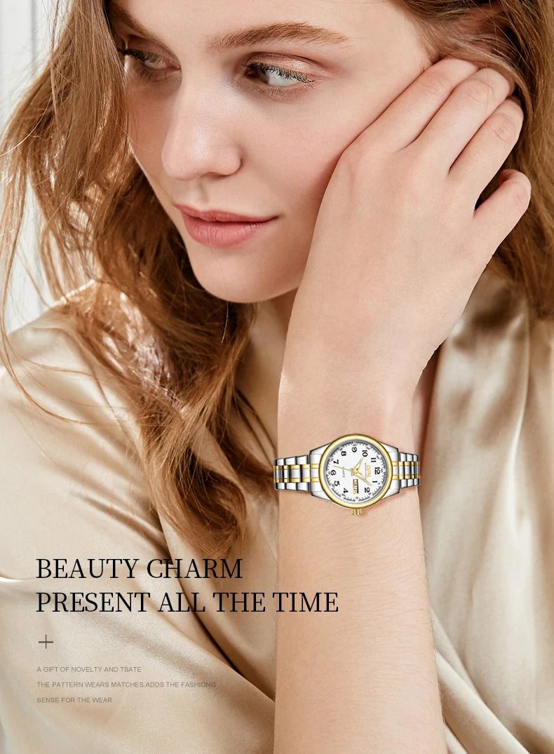 Luxury Waterproof Quartz Watch For Women Stainless Steel Strap - Smarsty