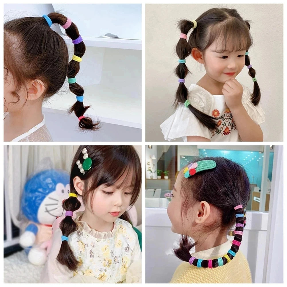 100 Pack Colorful Nylon Hair Ties For Kids Gentle Soft - Smarsty