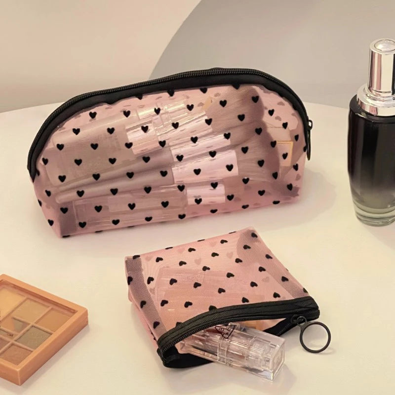 Transparent Mesh Makeup Bag with Lipstick Organizer - Smarsty