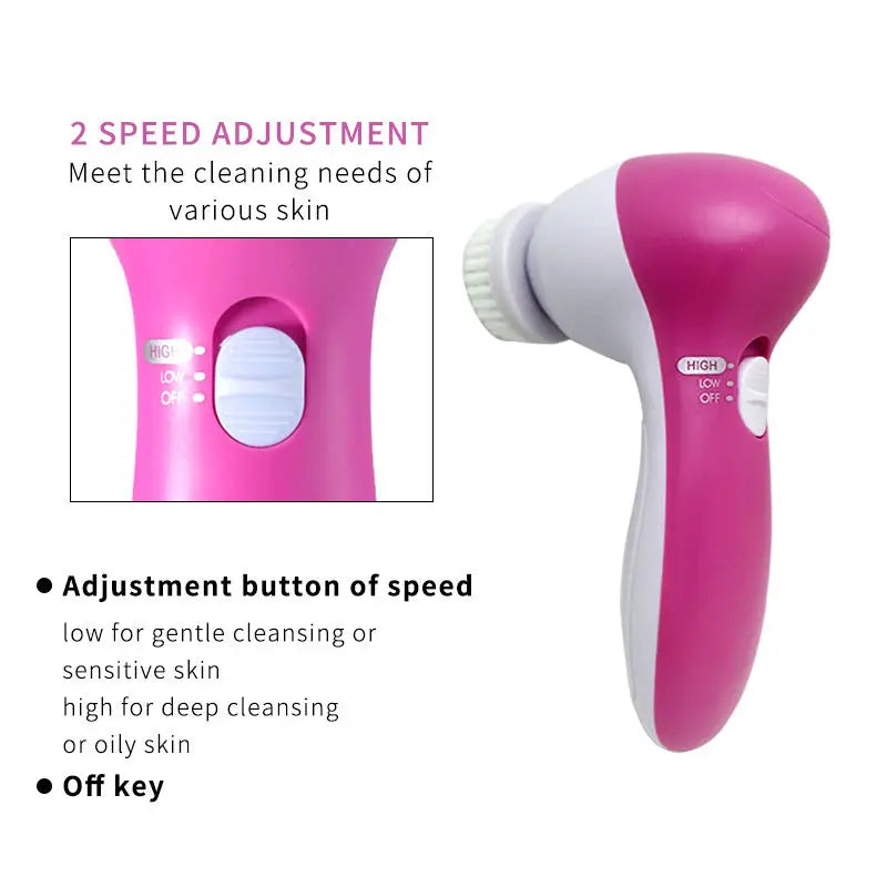 5 in 1 Electric Facial Cleaner with Vibration Massage - Smarsty