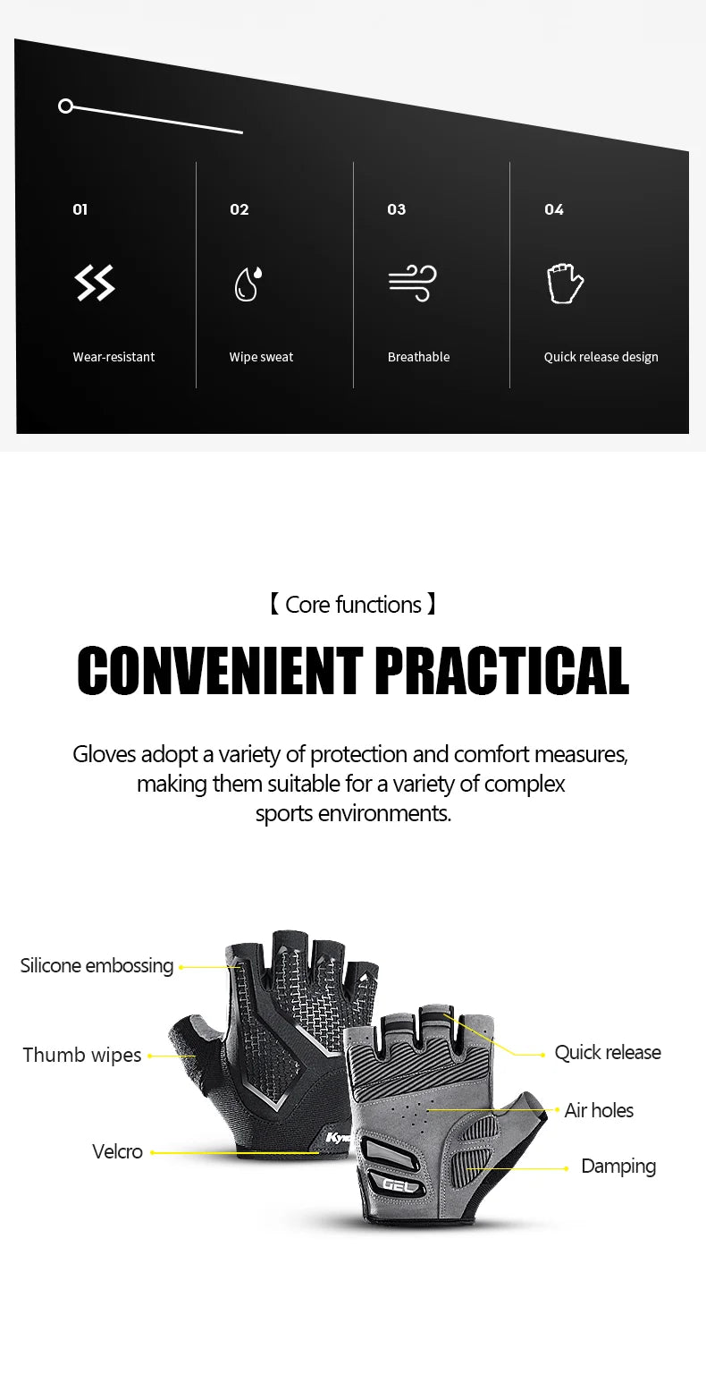 Breathable Half Finger Cycling Gloves Anti Slip Gel Pads - Smarsty