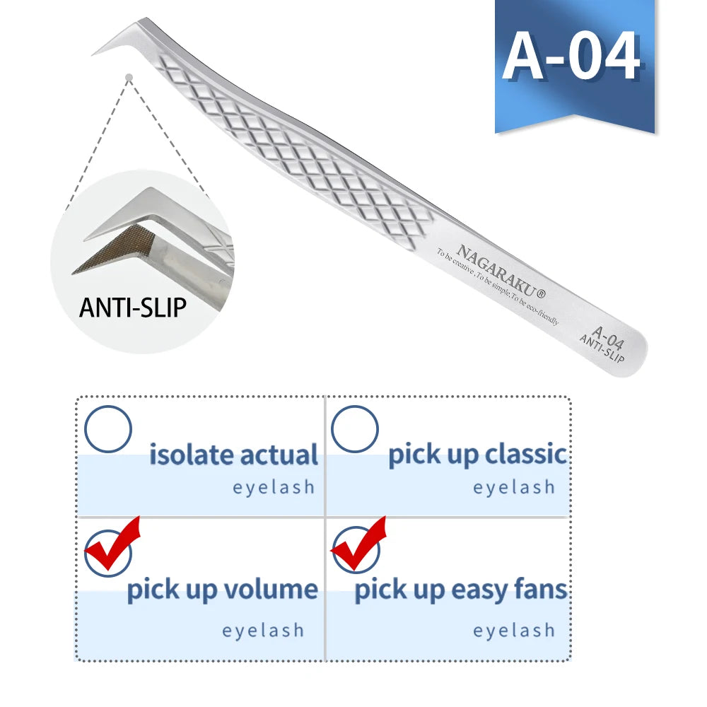 NAGARAKU Stainless Steel Eyelash Extension Tweezers Precision Grip - Smarsty