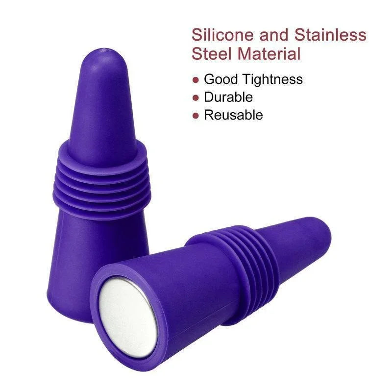 Silicone Wine Bottle Stopper Set for Leak Proof Sealing - Smarsty