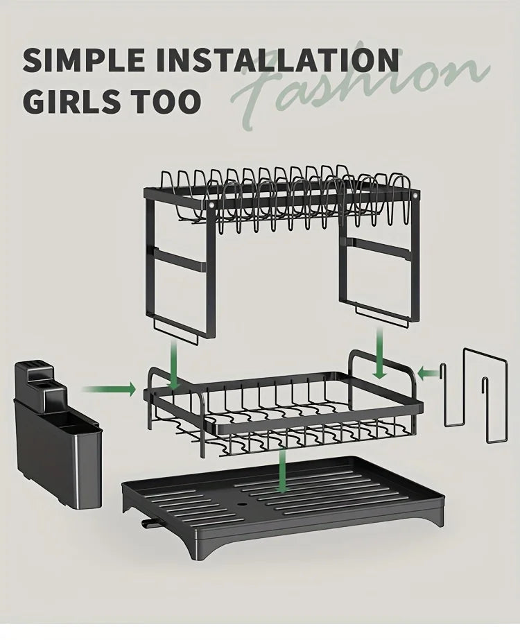 Carbon steel multifunctional kitchen shelf storage rack, bowl and chopstick rack storage organization saves space by Smarsty